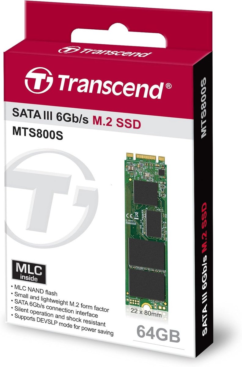 Interne SSD - Opslag M.2 - Laptop Upgrade - MLC NAND Flash - 64GB - SATA III