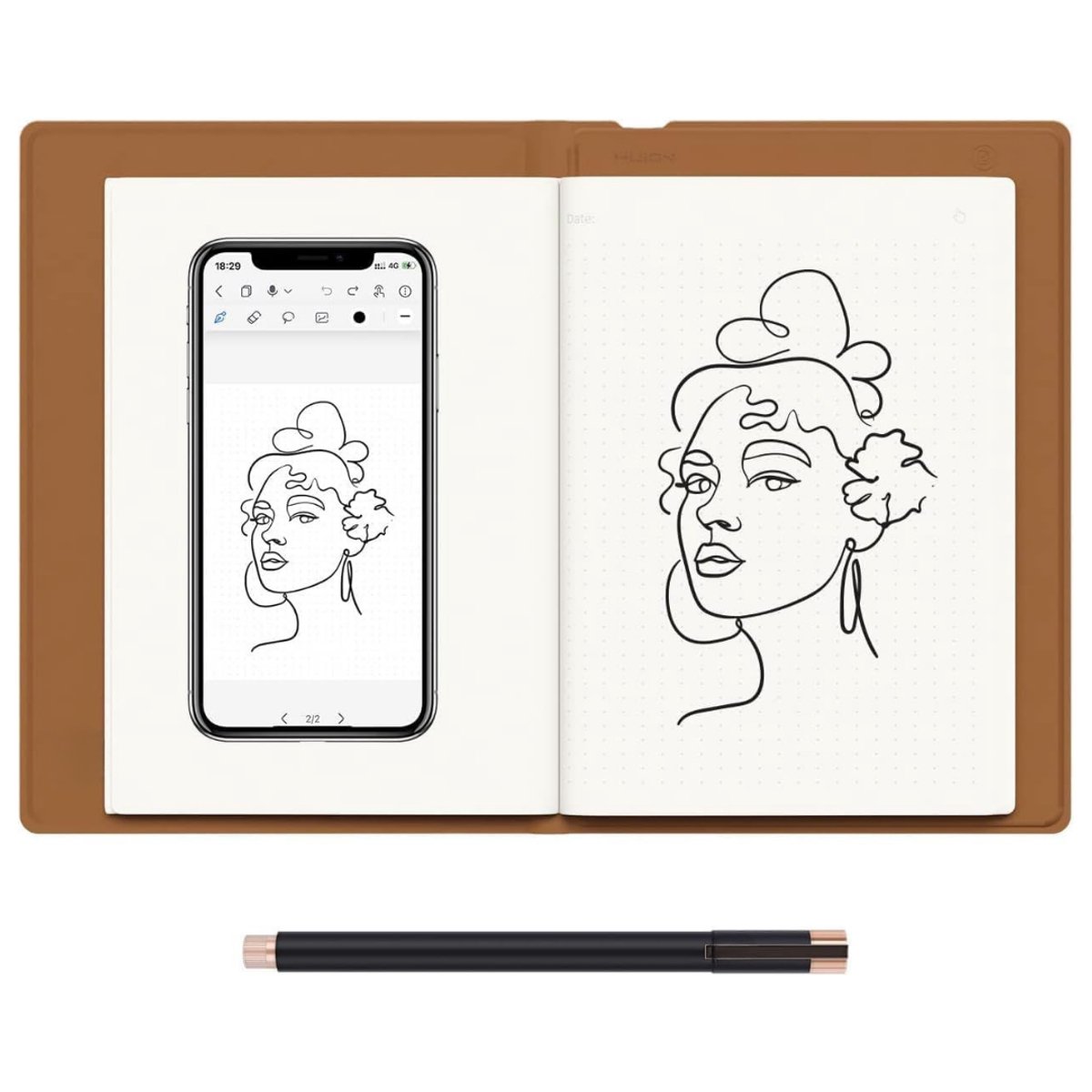 SAVI® Digitaal Notitieblok - Digitaal Notitieblok Remarkable - Writing Tablet met Bluetooth - LED Scherm - Bruin- 24cm x18cm x1cm-1kg