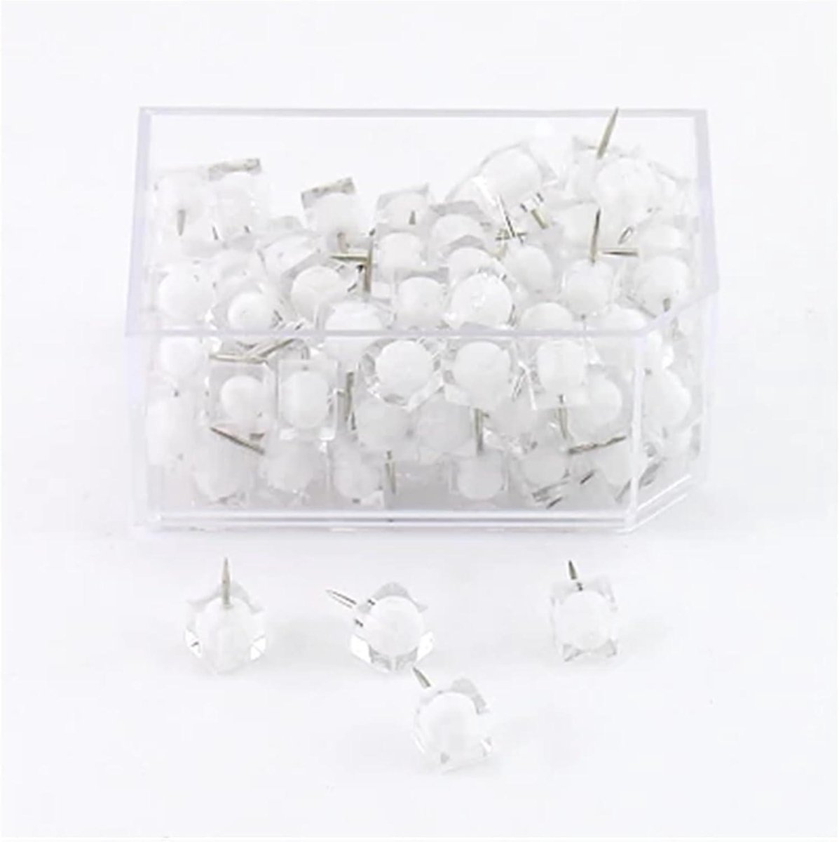 Decoratieve Duimspijkers - Kopspijkers Prikbord - Documenten Bevestigen - Afgeronde Plastic Kop - 80 stuks - Wit