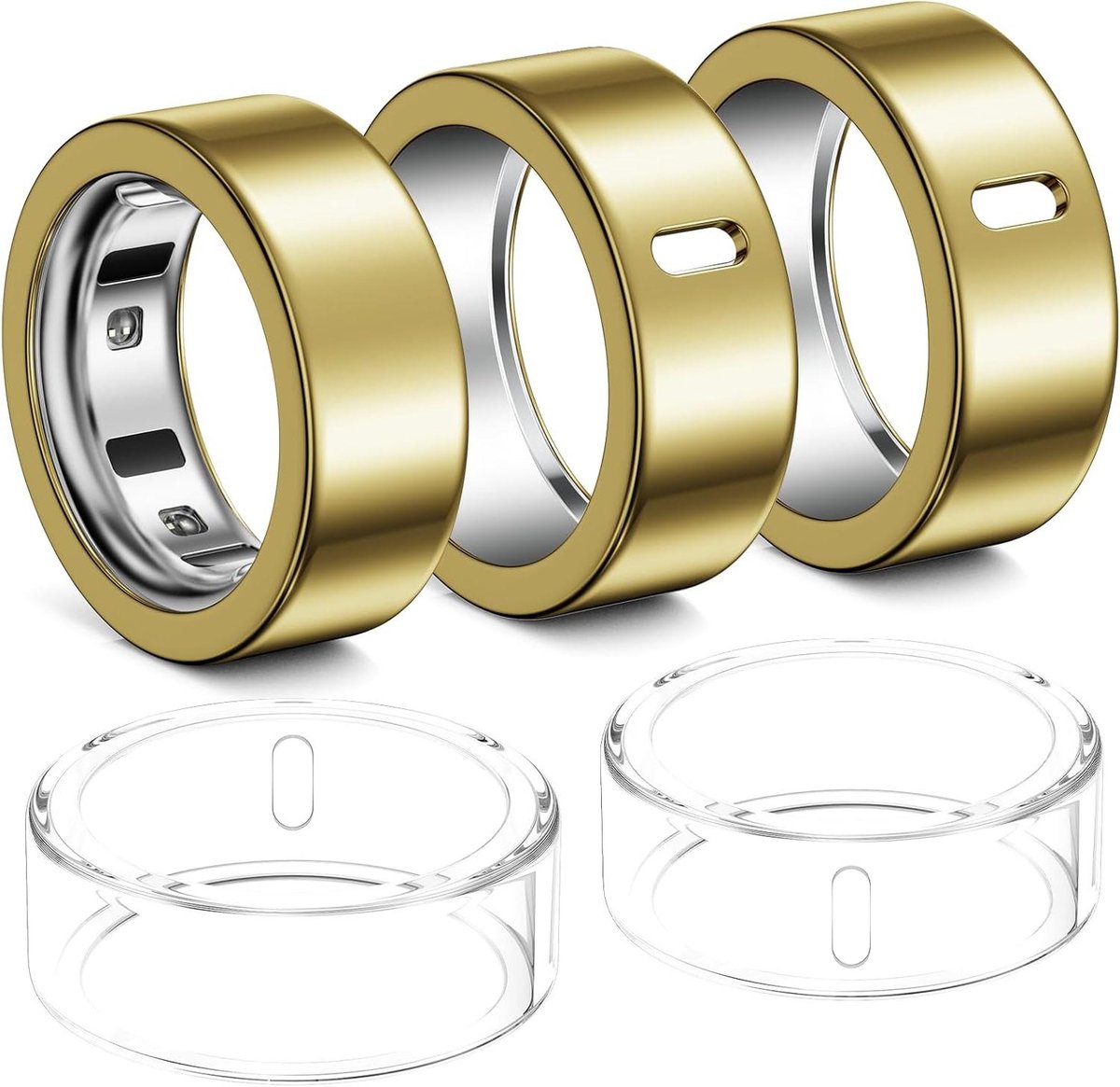 Ring Beschermhoes - Oura Ring Cover - Ring Beschermen - Ultradun Design - 5 Stuks - Goud Transparant