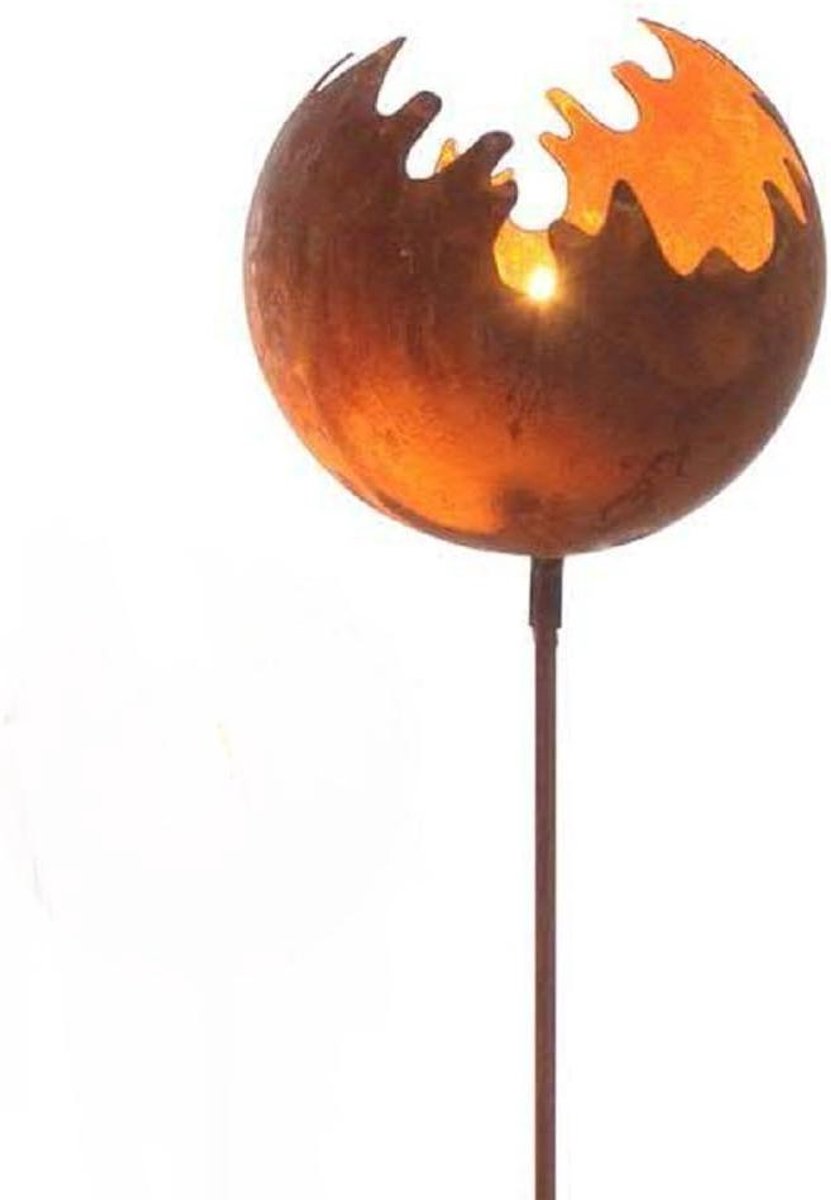 Vuurbol Tuinsteker - Decoratieve Brandbal - Tuindecoratie - Kunstmatig Verouderd - 77 cm - Roestbruin