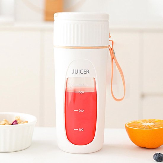 Draagbare Blender - Mixer Sapcentrifuge - Onderweg Mixen - Lekvrij Ontwerp - 340 ml - Oranje — afbeelding 3