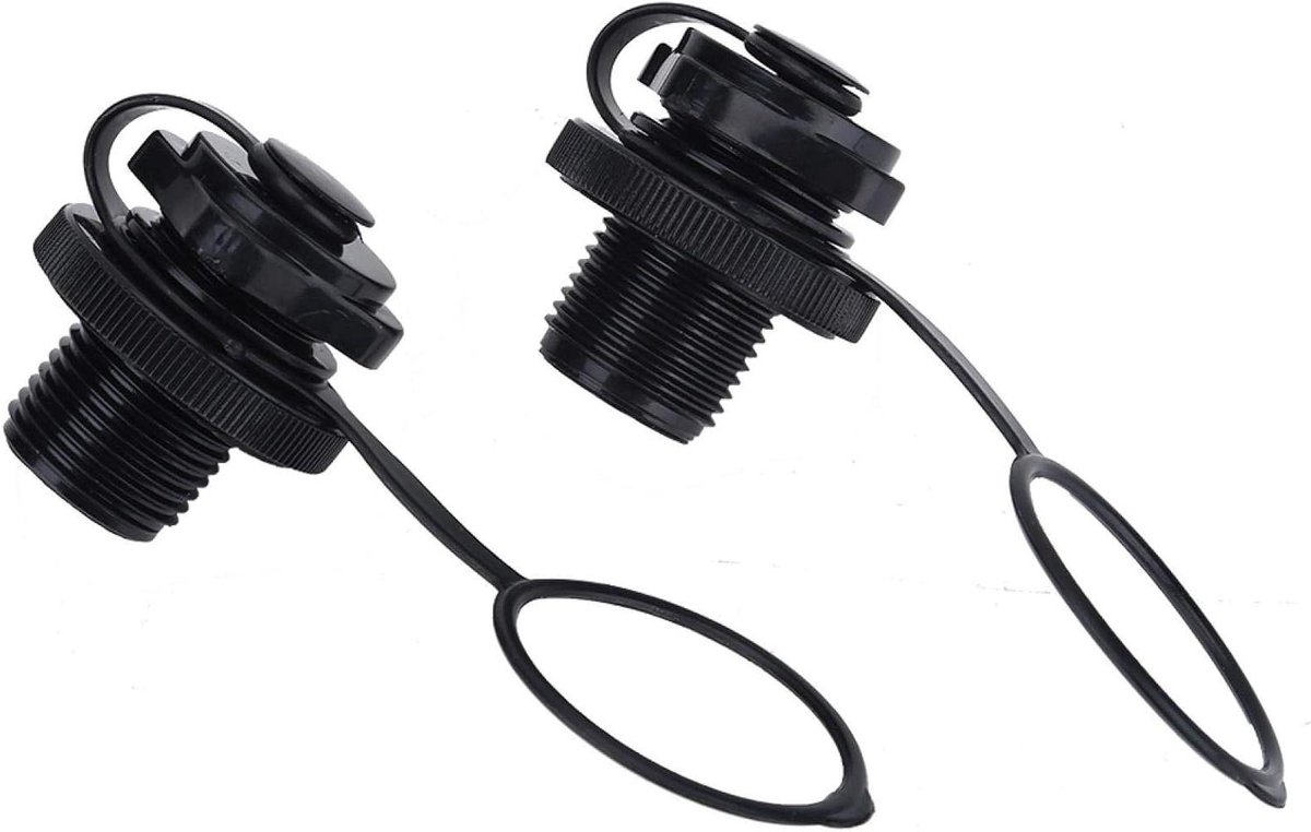 Opblaasbare Bootklep - Vervangende Schroefklep - Boot Lucht Behouden - Snelle Inflatie - 2 stuks - Zwart