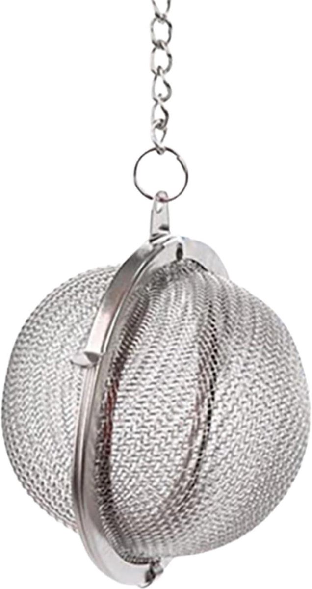 Thee ei - Theefilter Koffiebal - Thee Zetten - Fijn Mesh - 12 cm ketting - Zilver