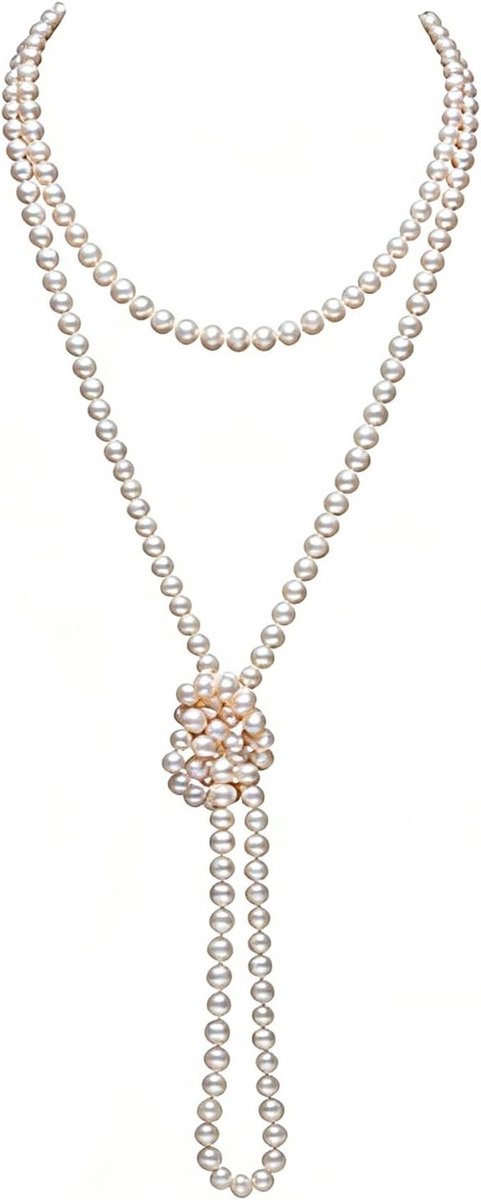 Elegante lange ketting met faux parels in retro stijl - Flapper sieraden voor dames - 60 inch, perfecte accessoire voor vintage kostuums en feesten