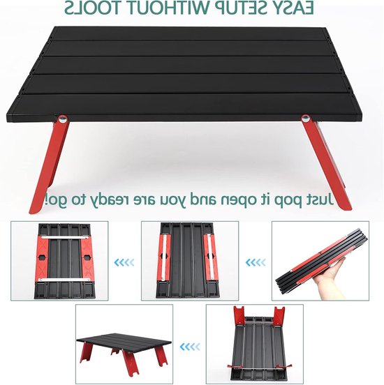 Kleine opvouwbare campingtafel - lichtgewicht aluminium tafel - met draagtas - voor picknick, outdoor, wandelen, strand, reizen - zwart - 39.5×28×12.8cm van Merkloos — afbeelding 5