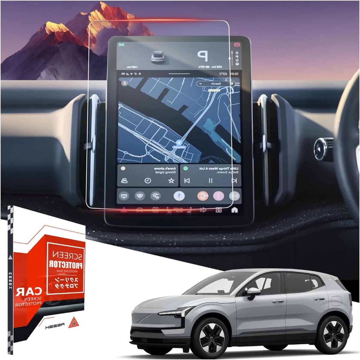 Displaybeschermfolie voor EX30 2024-2025, 9H gehard glas, touchscreen bescherming en accessoires voor navigatie