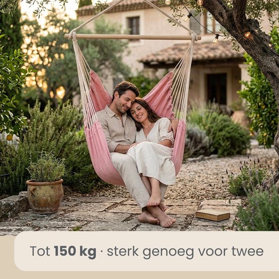 XXL Hangstoel voor 2 Personen - 185x130 Tuin Hangstoel tot 150kg - Zit Hangmat Binnen en Buiten