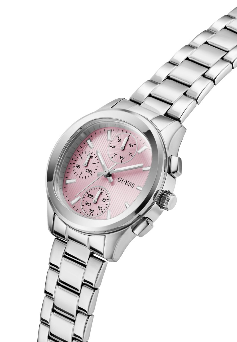 Guess Birdie Quartz Analoog Horloge Zilvertint En Roze Kast: 100% Roestvrij Staal | Armband: 100% Roestvrij Staal 36 mm GW1031L1, GW1031L2, GW1031L3, GW1031L4, GW1031L5, GW1031L6