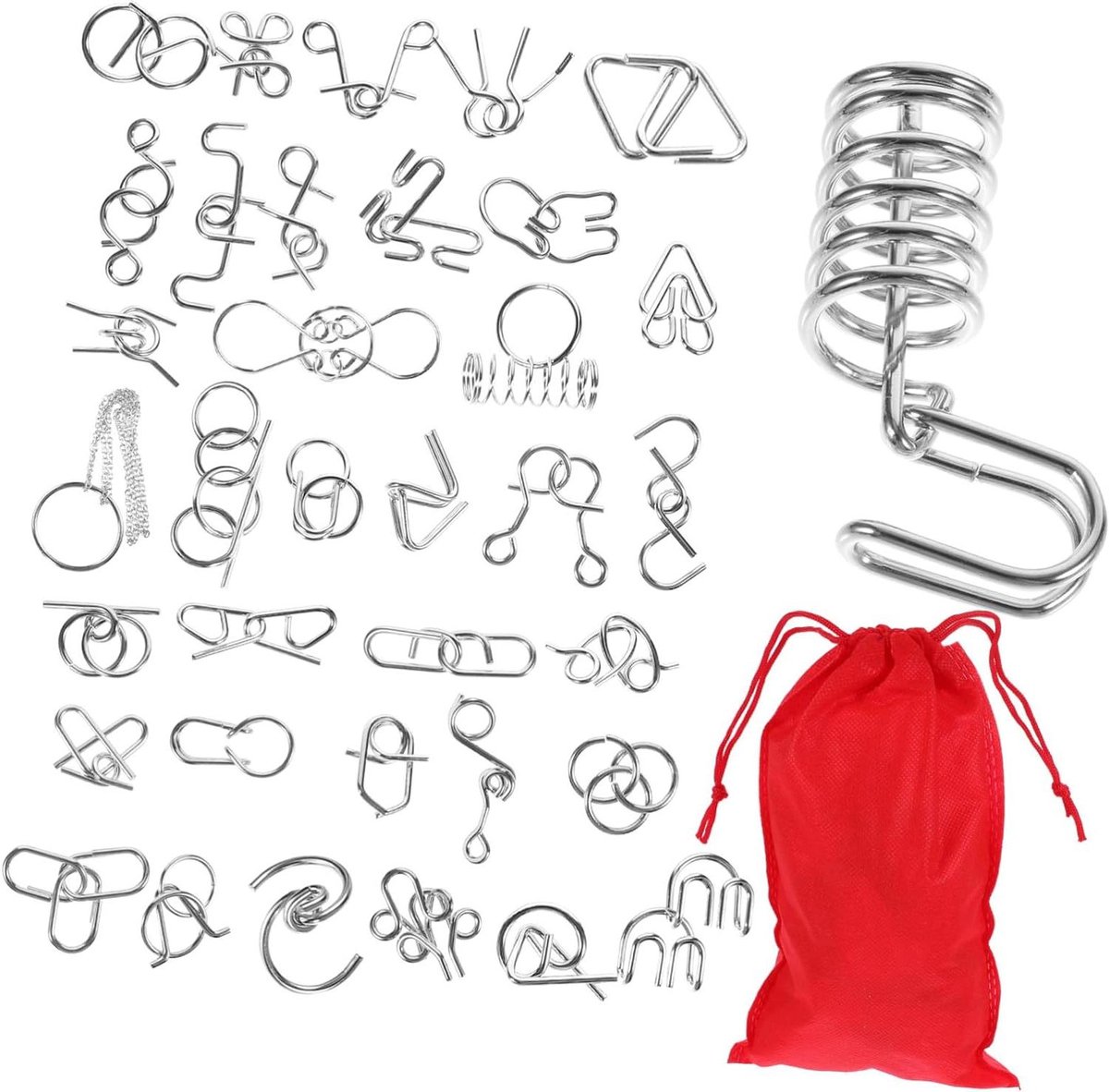Metalen Puzzels - Hersenkrakers - Logisch Denken - Stimuleert Cognitie - 36 Stuks - Diverse Kleuren