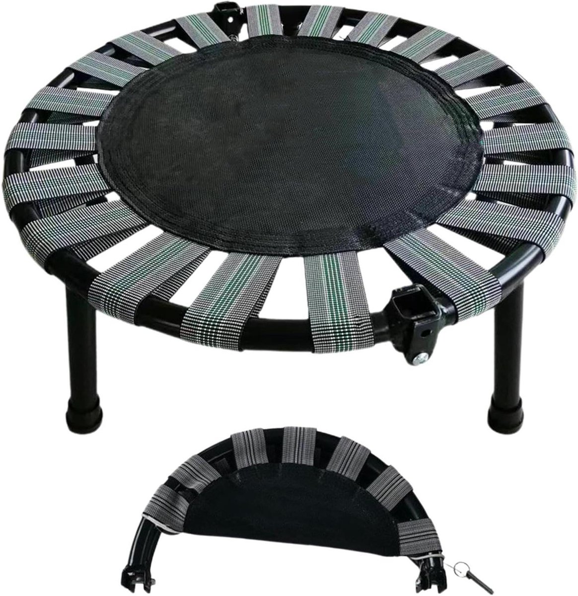 Opvouwbare trampoline - Fitnesstrampoline springbed - Thuis sporten - Stille voetpads - 48 x 25 cm - Grijs