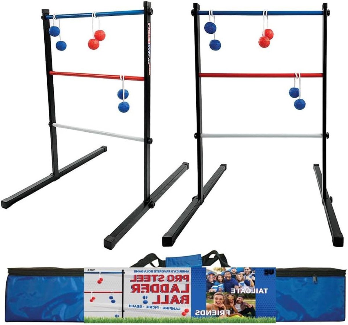 Ladderbal Spel - Buitenspel - Buiten Spelen - Gepoedercoat Staal - 3 Ballen - Rood