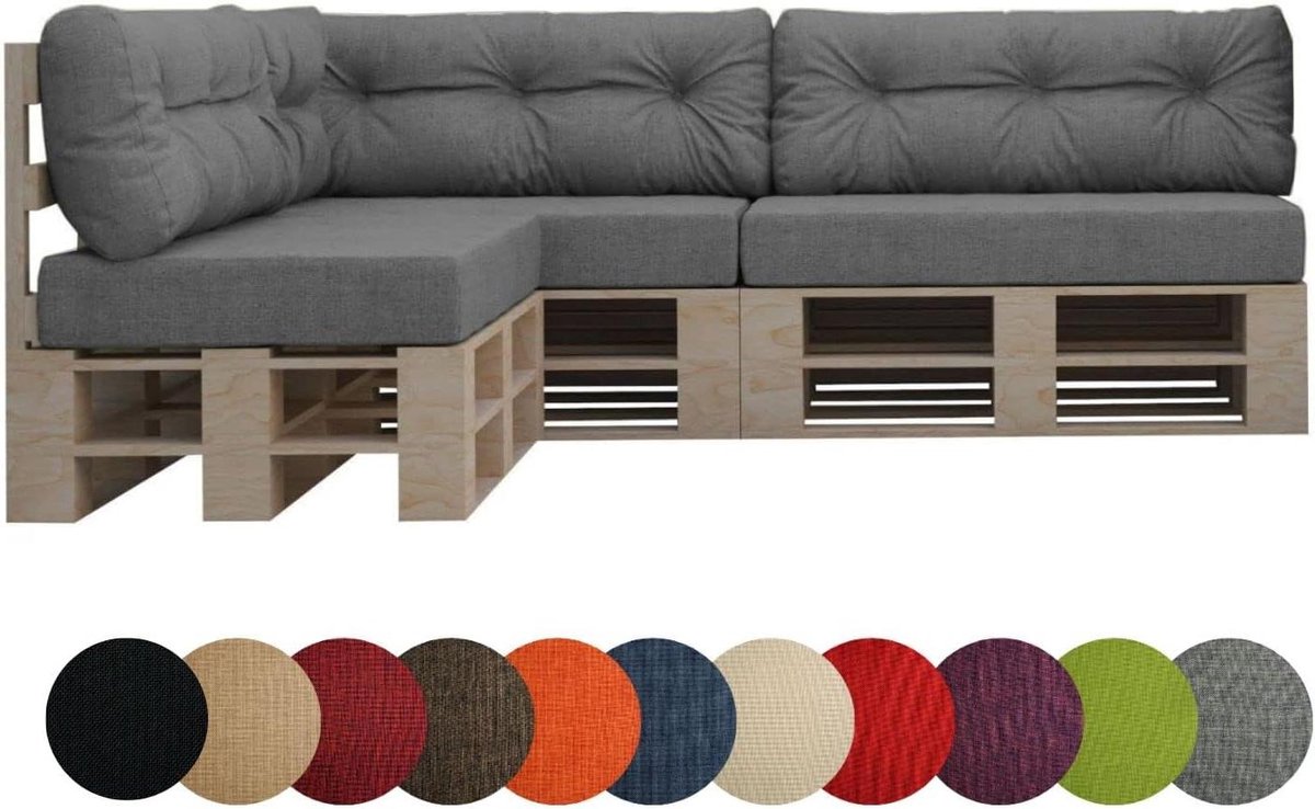 Palletkussens Set - Tuinkussens Bank - Comfortabel Zitten - OEKO-TEX Gecertificeerd - 7-delige Set - Grijs
