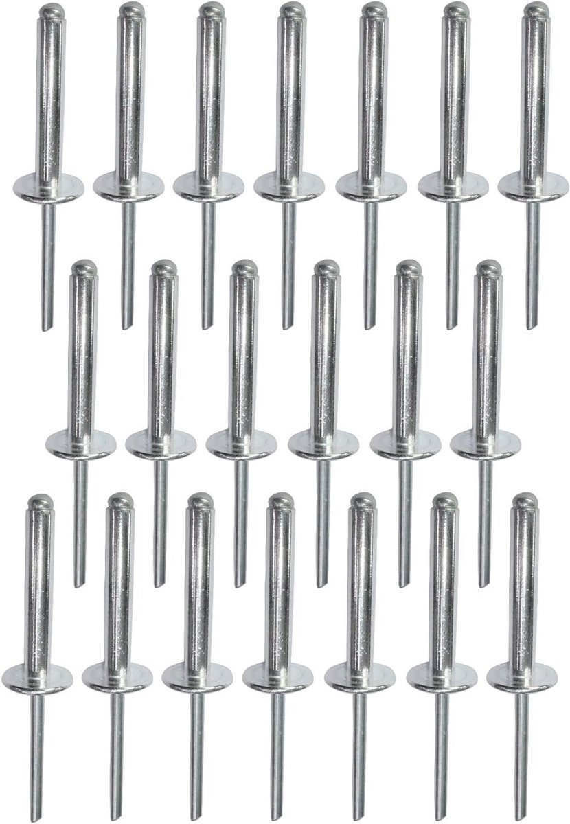 Blindklinknagels Set - Popnagels Aluminium Staal - Metaal Verbinden - Brede Flens - Ø5x30mm 20 Stuks - Zilverkleurig