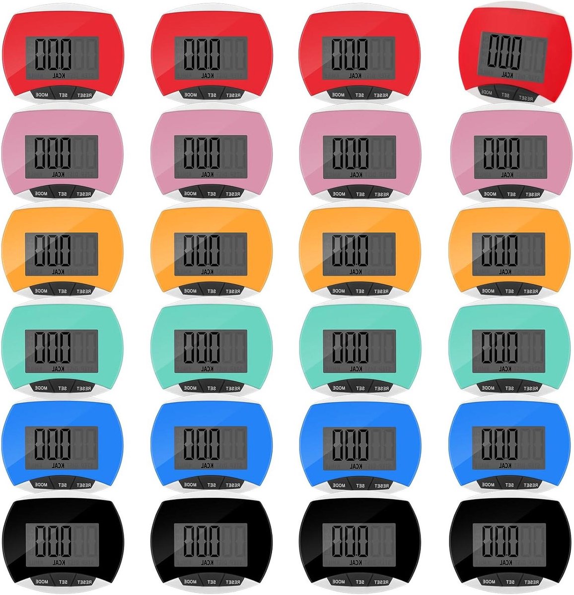 Stappentellers - Activiteit trackers - Gezond Leven - Meerdere Functies - 24 Stuks - Mix Kleuren