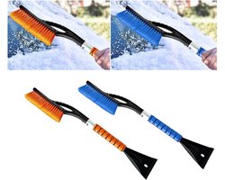 Sneeuwborstel met ijskrabber - Autoborstel krabber - Auto winterklaar maken - Afneembaar ontwerp - 27 inch - Blauw oranje