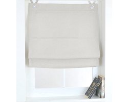 Vouwgordijn met ogen - Raamdecoratie gordijn - Licht dempen - Montage zonder boren - 100 x 130 cm - Wit/Grijs