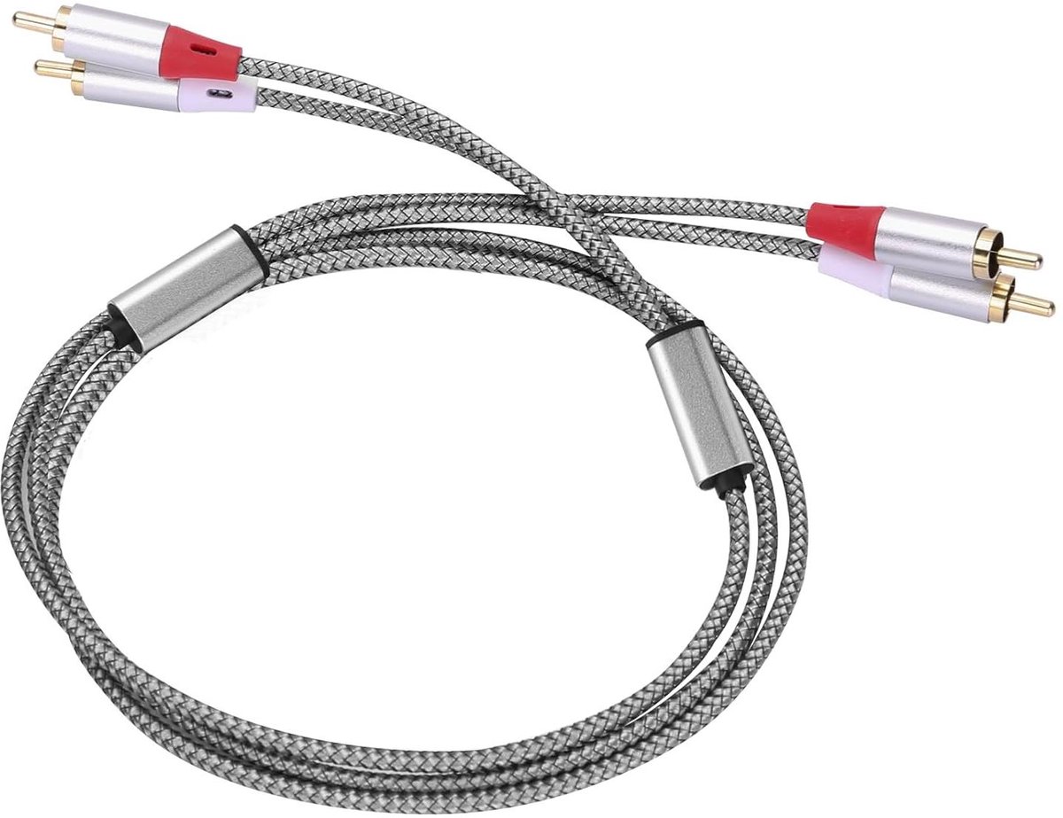 RCA Audiokabel - Stereokabel Cinch - Geluidsoverdracht - Zuiver Koper Dubbel Afgeschermd - 13 m - Zilver