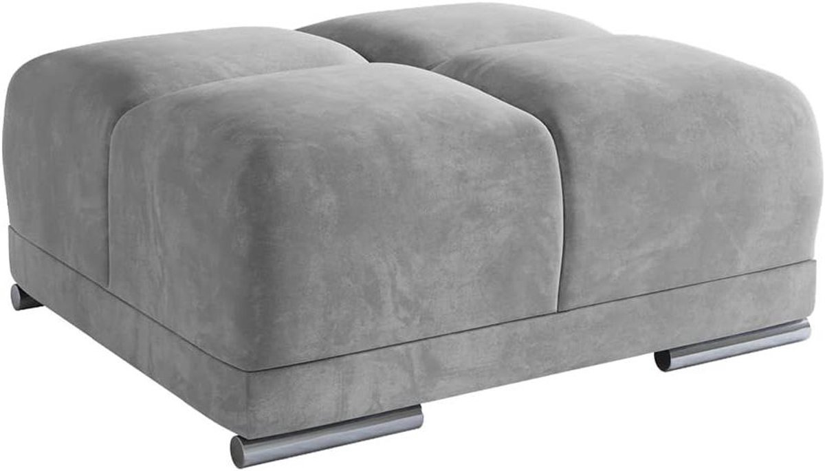 Gestoffeerde Kruk - Voetenbankje Hocker - Extra Zitplaats - Hoge Slijtvastheid - 98x91x42 cm - Lichtgrijs