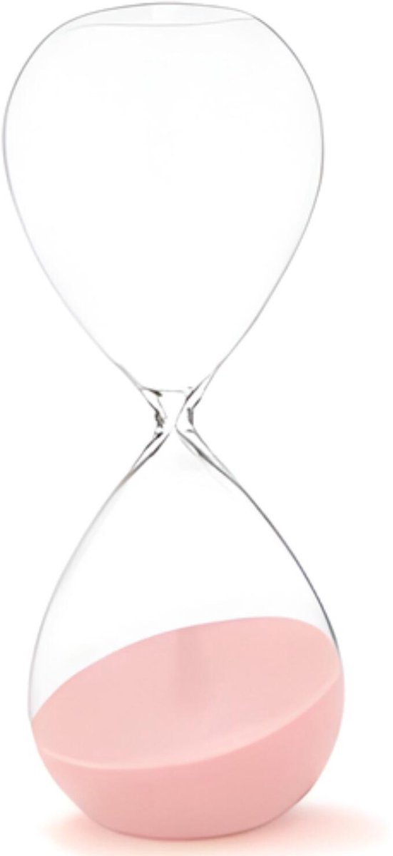 Gift Decor Zandloper cilinder XL - roze - decoratie of tijdsmeting - 45 minuten - glas - D9 x H25 cm