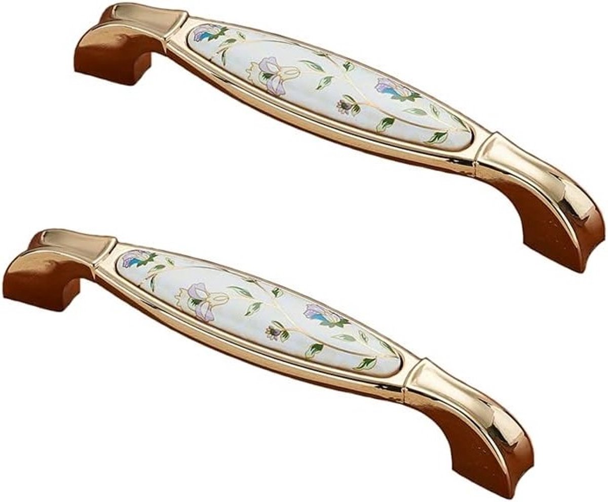 Vintage Bloem Motief Keramische Kastknoppen - 2 Stuks Deurklinken voor Keuken, Dressoir en