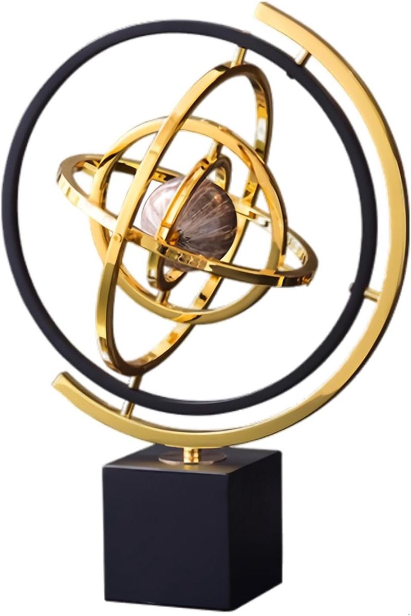 Draaibare Wereldbol Decoratie - Aardbol Ornament - Kantoor Inrichting - 360 Graden Rotatie - 34.5 x 23 cm - Meerkleurig