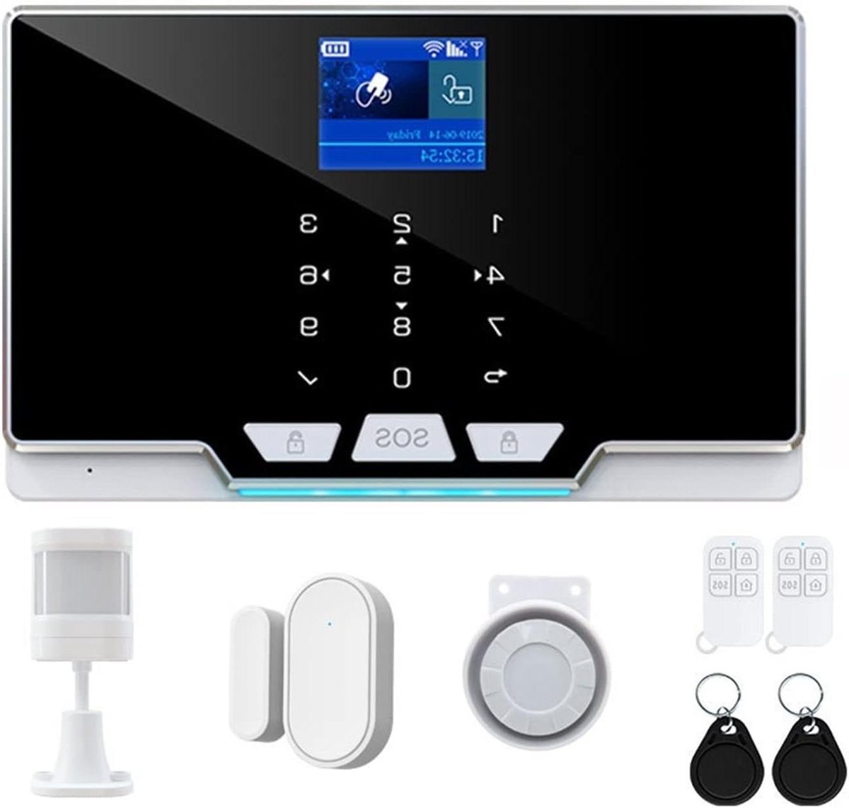Huis Beveiligingssysteem - Inbraakalarm App - Veiligheid Thuis - GSM & WiFi Connectiviteit - 11 Talen Ondersteund - Grijs