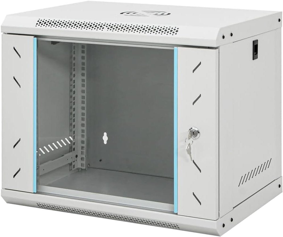 Netwerkkast wandgemonteerd - Datakast serverkast - Apparatuur organiseren - Afneembare zijpanelen - 53x40x45 cm - Grijs