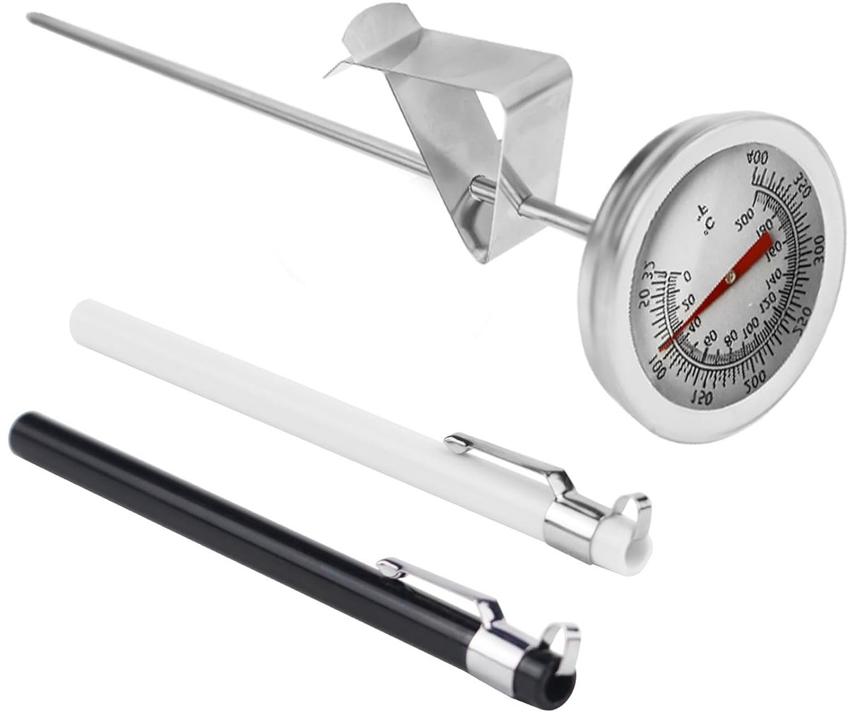 RVS Melkthermometer en Vleesthermometer met Clip voor Koken, BBQ, Koffie en Steak