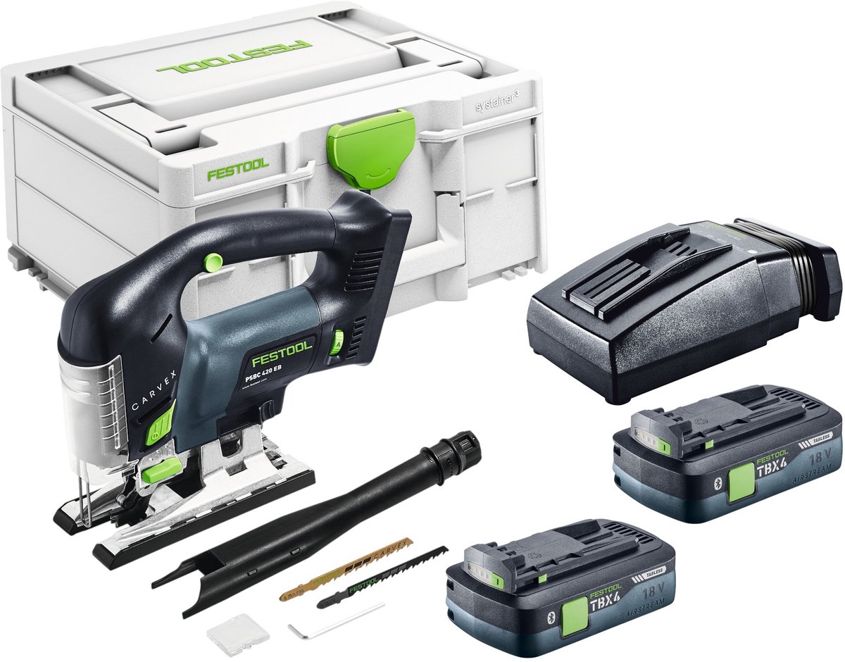 Festool PSBC 420 EB-Basic accu pendelzaag 18 V 120 mm borstelloos + 2x accu 4,0 Ah + oplader + Systainer