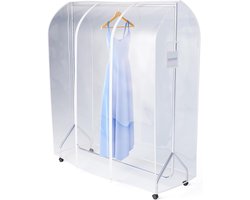 Hangerworld Doorzichtige plastic afdekhoes 184 cm x 165 cm x 60 cm hoes voor kledingstandaard ritssluiting
