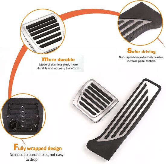 Brandstof Remblokken Pedalen - Auto Pedaal Covers - Auto Interieur Aanpassen - Aluminiumlegering en Rubber - 2 stuks - Zilver — afbeelding 3
