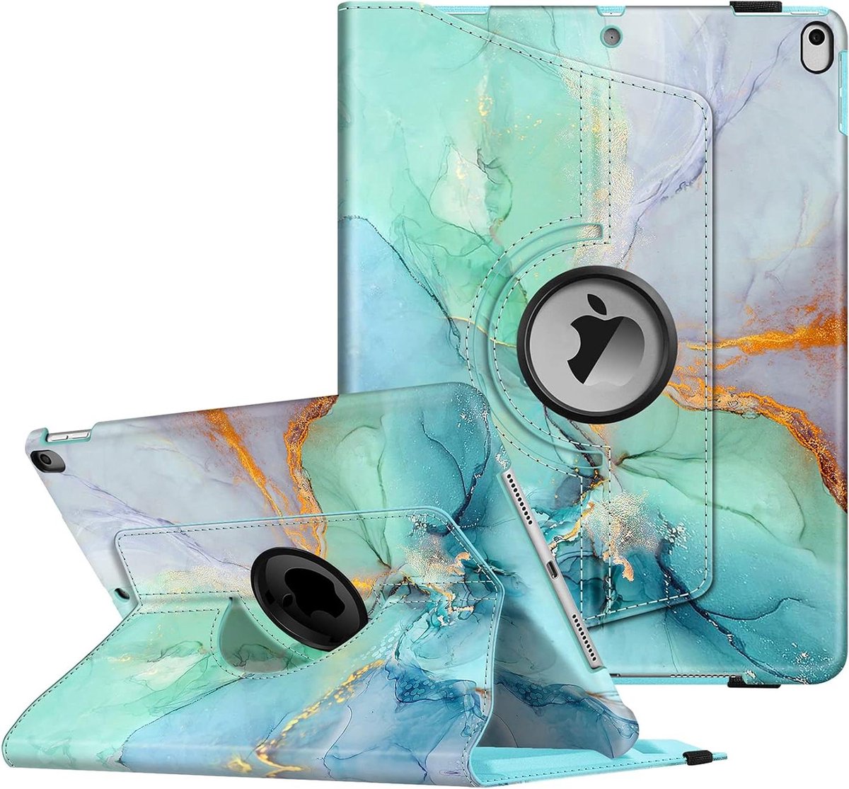 iPad Hoes - Tablet Cover - Bescherming Tablet - Met Potloodhouder - 10.5 Inch - Smaragd Marmer