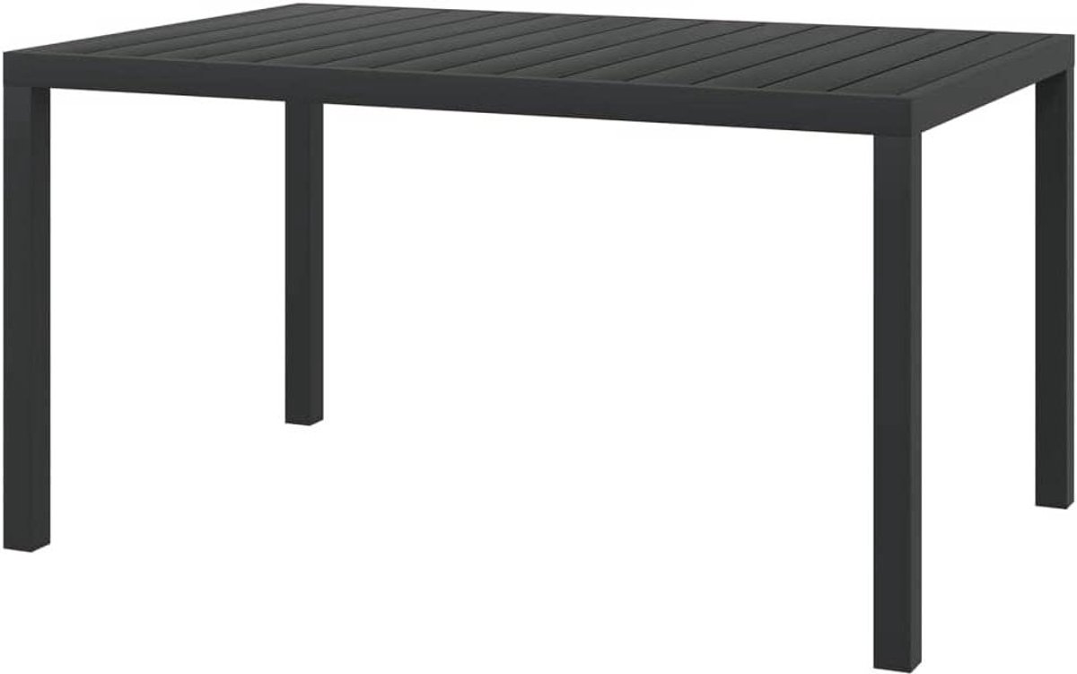 Tuintafel | Buitentafel | Terrastafe 150x90x74 cm aluminium en HKC zwart