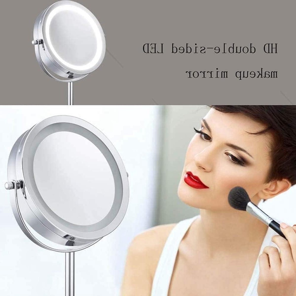 Make-up Spiegel - Vergrotingsspiegel LED - Gezichtsverzorging - 360 Graden Rotatie - 7 Inch Diameter - Zilver