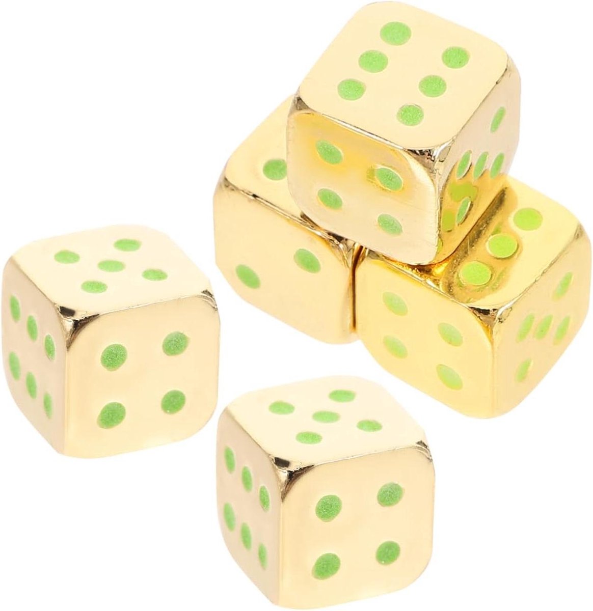 Grote Dobbelstenen - Set Spelstenen - Bordspellen Spelen - Lichtgevend Effect - 5 Stuks - Goudkleurig