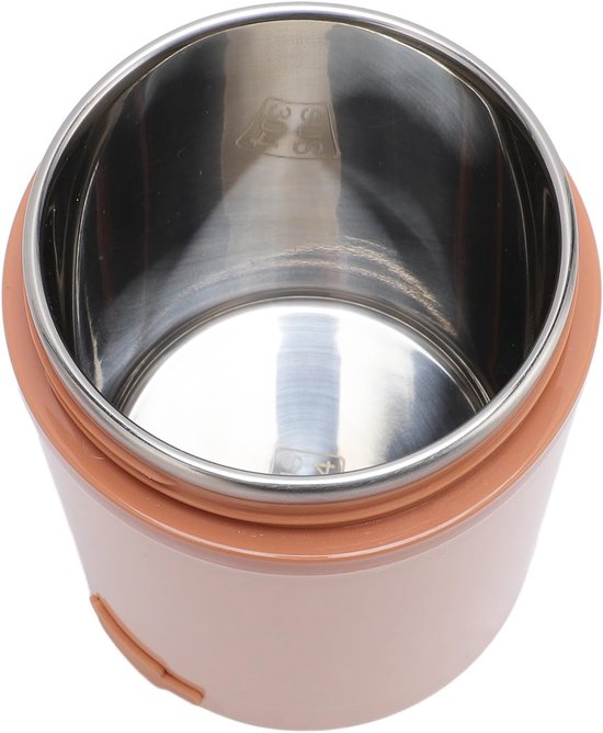 Verwarmde Lunchbox - Draagbare Voedselwarmer - Warme Maaltijd Onderweg - Lekvrij Ontwerp - 600 ml Capaciteit - Roze — afbeelding 3