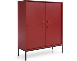 Furniture24 Living room cabinet Mono MK104 cabinet 104 cm wide 4-door highboard high cabinet (Bordo)