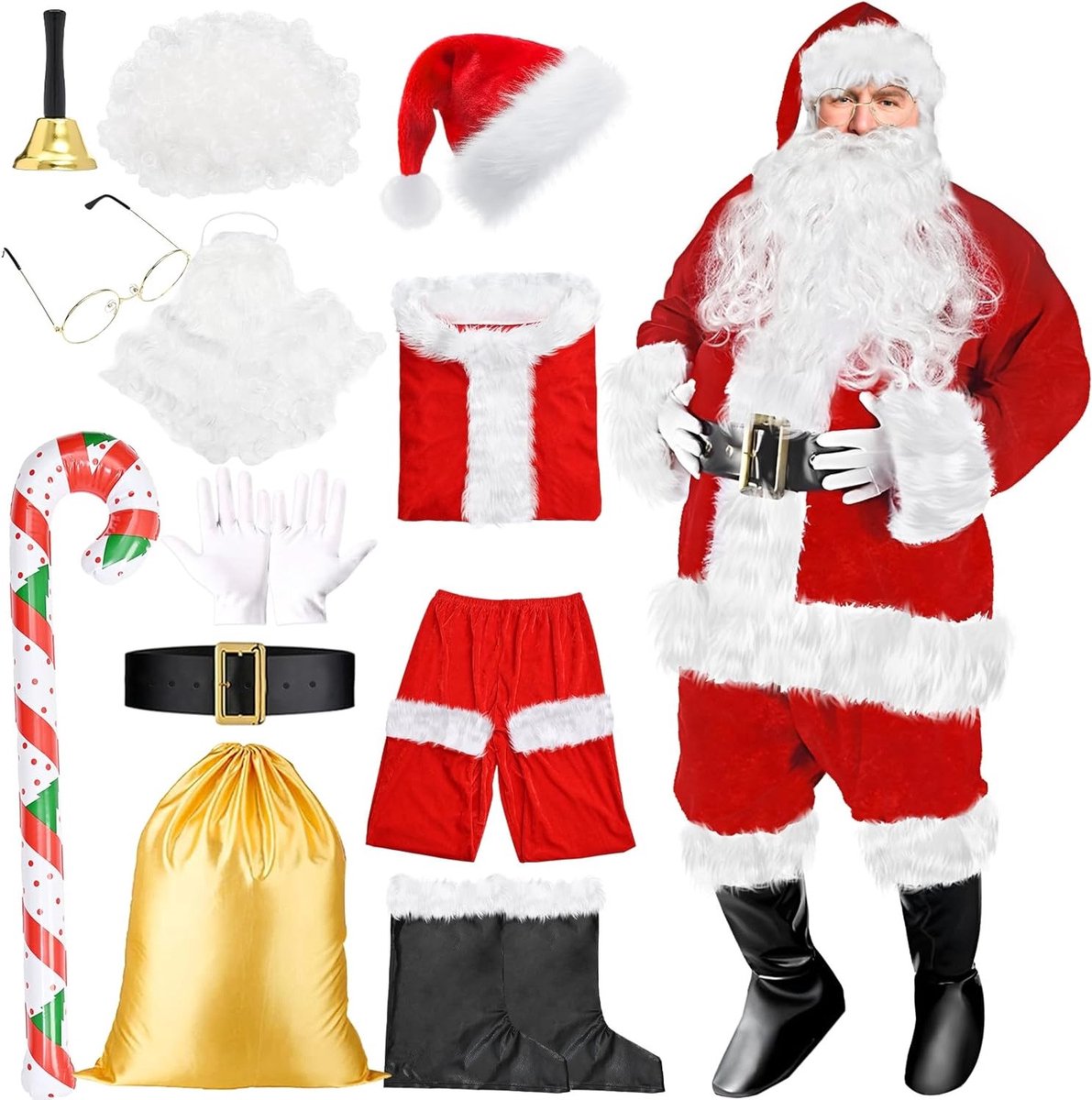 Volwassen Santa Claus kostuum voor carnaval en feestjes - Stijl A, XL, perfect voor kerst en themafeesten