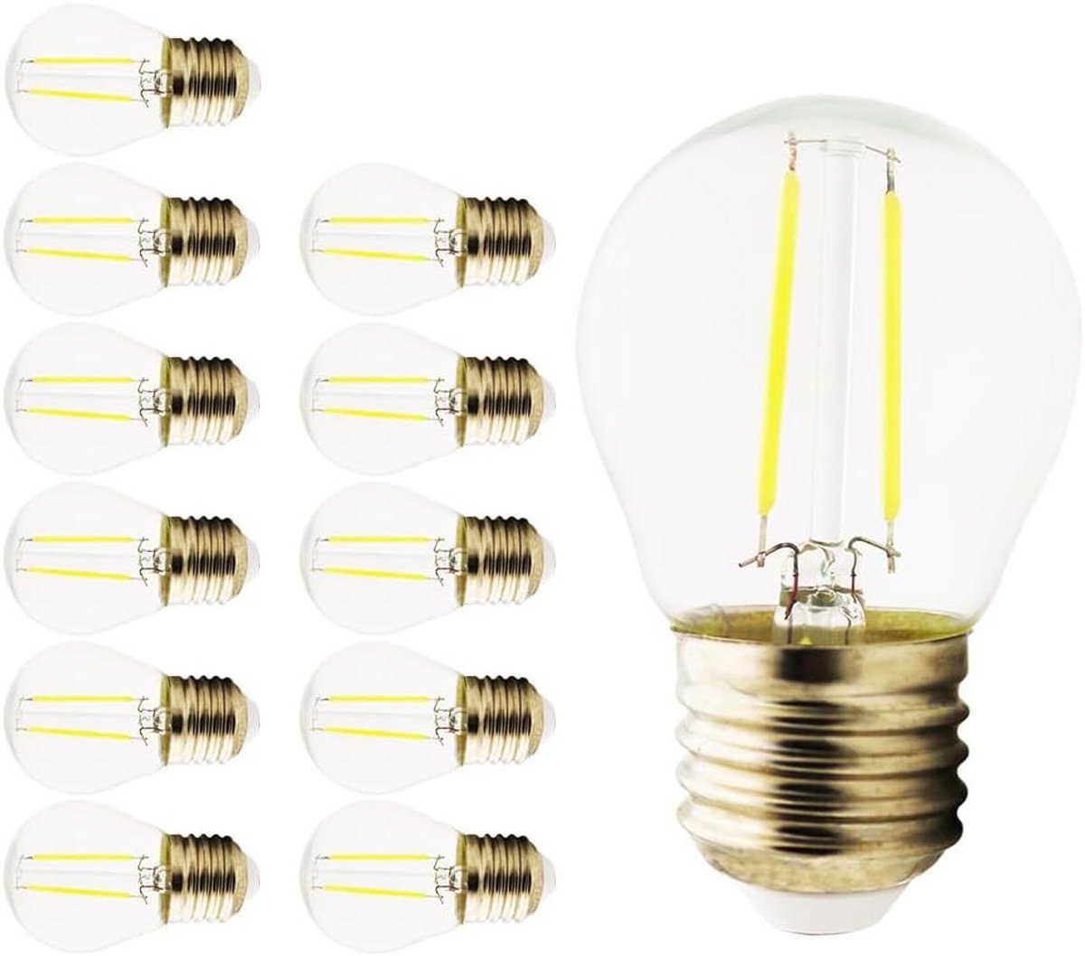 LED Lampen - E27 Gloeilampen - Sfeervolle Verlichting - Energiezuinig 2W - 12 Stuks - Koud Wit