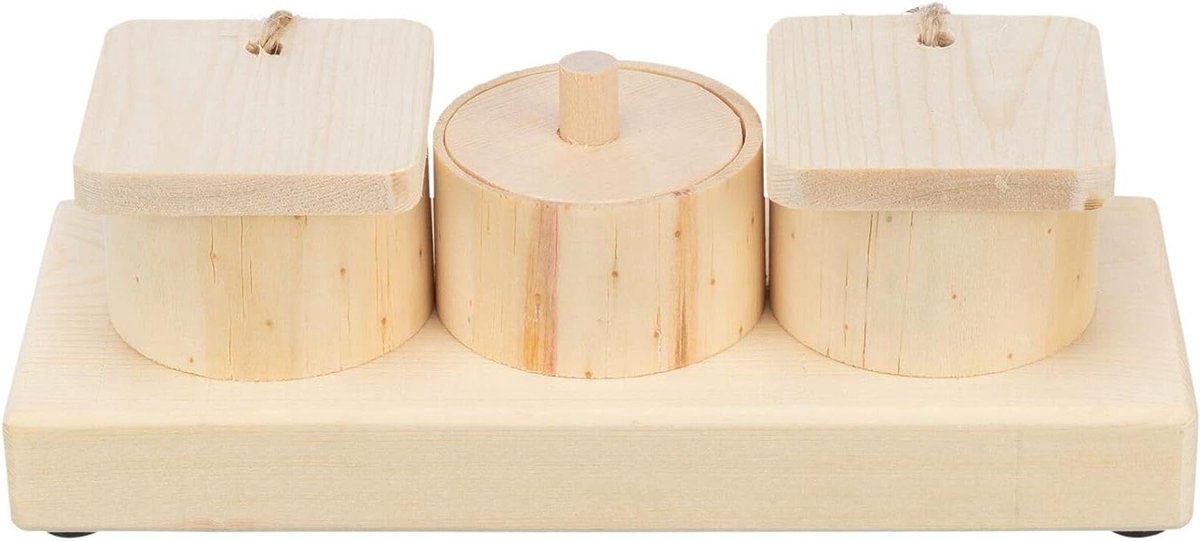 Houten Voerbak - Snack Dispenser - Dieren Voeren - Natuurlijk Materiaal - 15x45x6 CM - Houtkleur