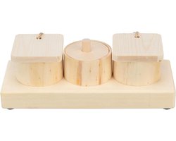 Houten Voerbak - Snack Dispenser - Dieren Voeren - Natuurlijk Materiaal - 15x45x6 CM - Houtkleur