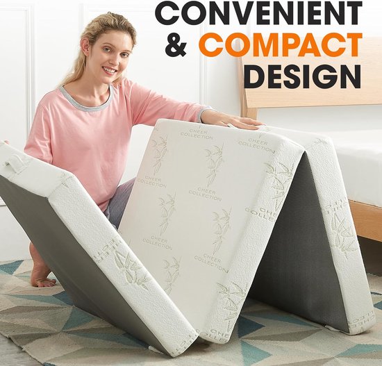 Opvouwbaar Matras - Drie-voudig Bed - Compact Slapen - Zachte Bamboehoes - 190x63 cm - Grijs — afbeelding 5