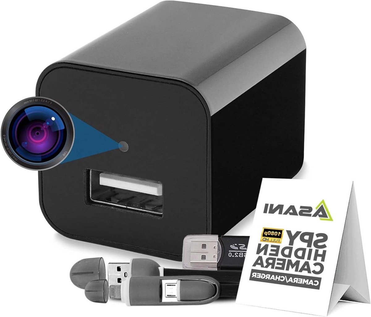 Verborgen Camera Oplader - Spy Cam - Thuis Beveiligen - Bewegingsdetectie - 1080p HD - Zwart