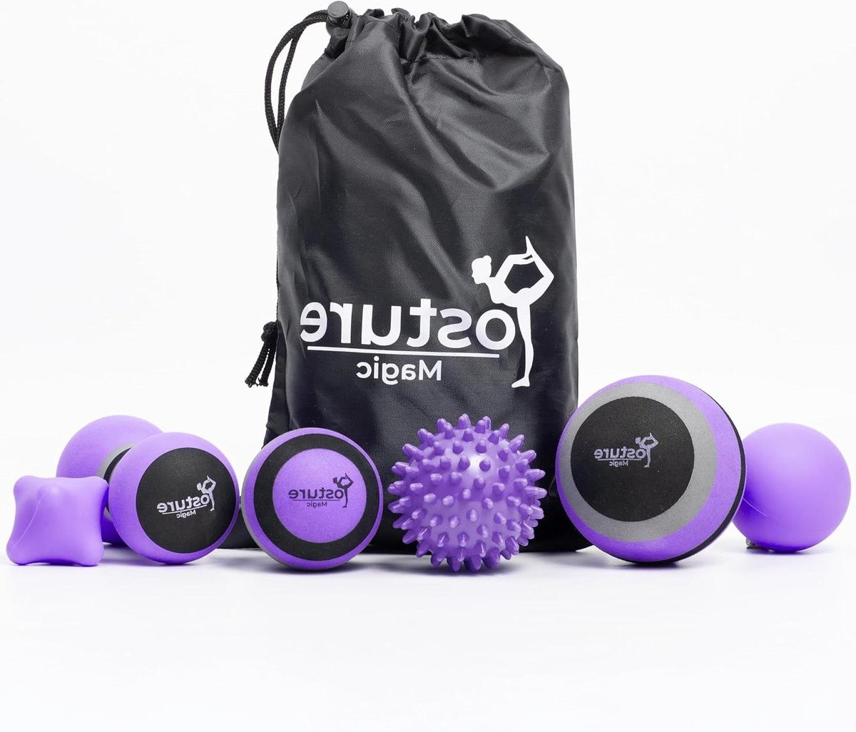 Massagebal Set - Triggerpoint Ballen - Spierherstel - 6 Delige Kit - Diverse Maten - Paars