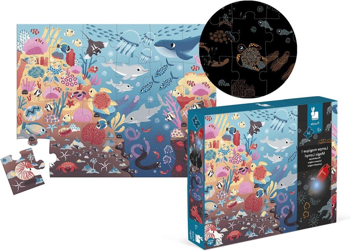 Magische Puzzel - Onderwaterwereld Puzzel - Kind Ontwikkeling - Met Verlichting - 24 Stukjes - Meerkleurig