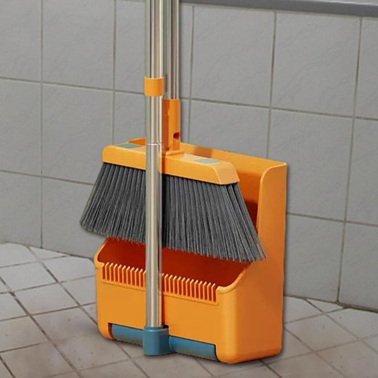 Veegset - Stoffer en blik - Efficiënt schoonmaken - 180 graden draaibaar - Tot 76 cm - Grijs van Merkloos	 — afbeelding 2