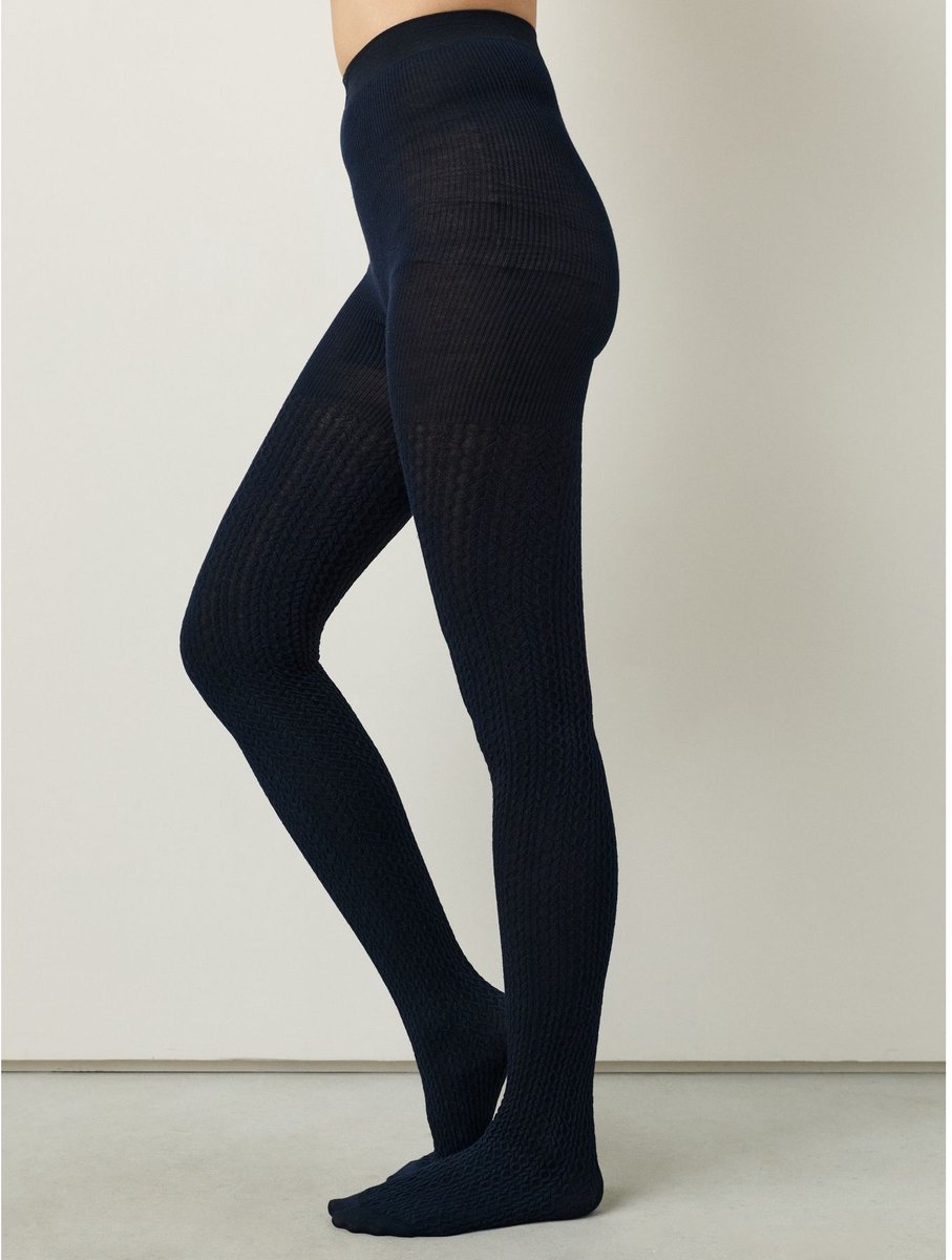 Next - Dames - Warm Handle Knitted Cable Tights 1 Pack - Blauw
