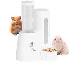Konijnen Drinkfles - Knaagdier Drinkbak - Huisdier Hydrateren - 2-in-1 Voeding en Water - 125ml Water 300ml Voer - Wit