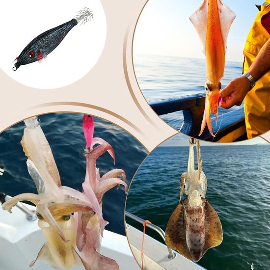 Inktvis Kunstaas - Zeevis Aas - Vissen in Zee - Fluorescerende Haken - 10 cm - Grijs — afbeelding 3